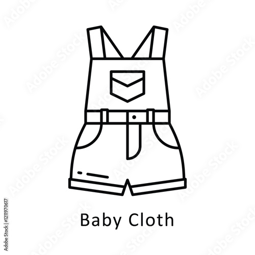 Baby Cloth vector outline icon style. Eps 10 File. 