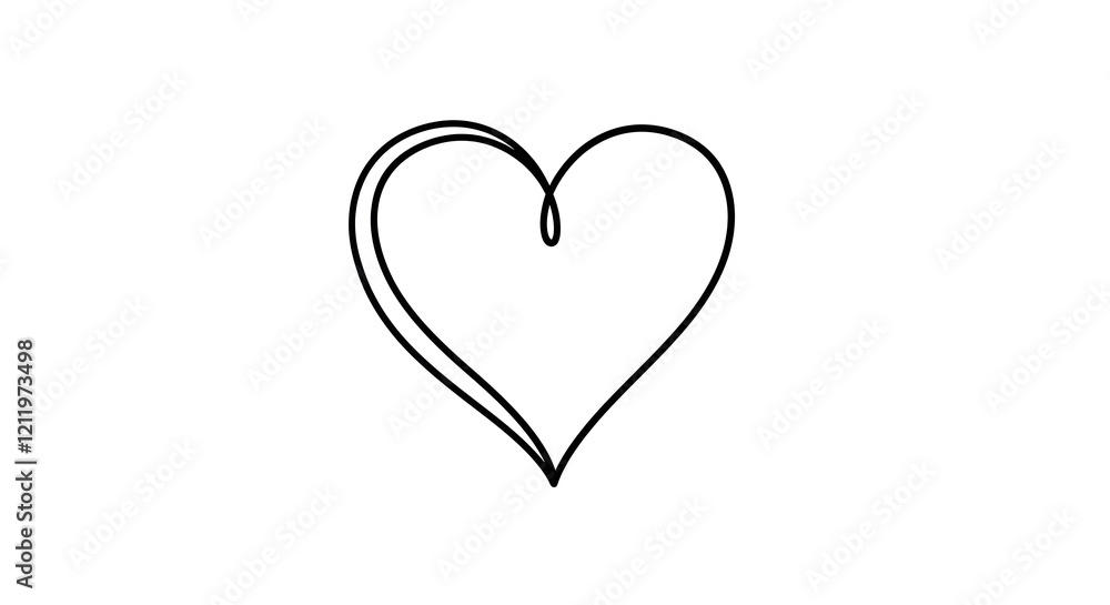A simple heart shape drawn with a single line. A simple heart shape drawn with a single line.