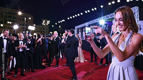 Exciting moments at night event with celebrities on the red carpet