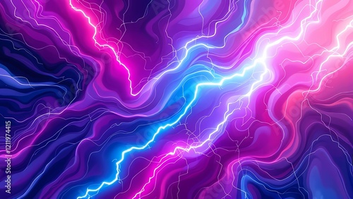 Abstract Background Featuring a Lightning Bolt With Vibrant Neon Hues Swirling in a Dynamic, Energetic Composition