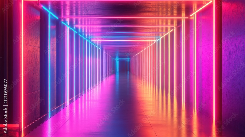 Vibrant Neon Corridor: A Symphony of Light and Color Vibrant Neon Corridor: A Symphony of Light and Color