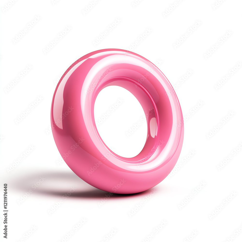 A vibrant pink donut shape with glossy texture, perfect for modern design projects and creative backgrounds. A vibrant pink donut shape with glossy texture, perfect for modern design projects and creative backgrounds.