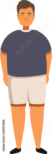 Overweight man standing and showing obesity problem