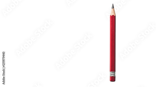 Bright red pencil resting on a minimalist white background ready for creative expression