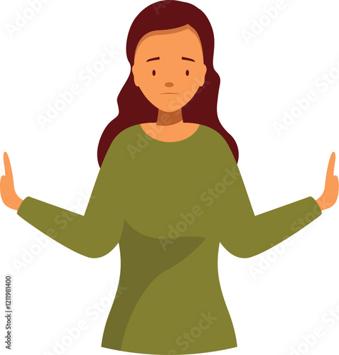 Young woman showing stop gesture with both hands, expressing refusal, denial, or setting boundaries