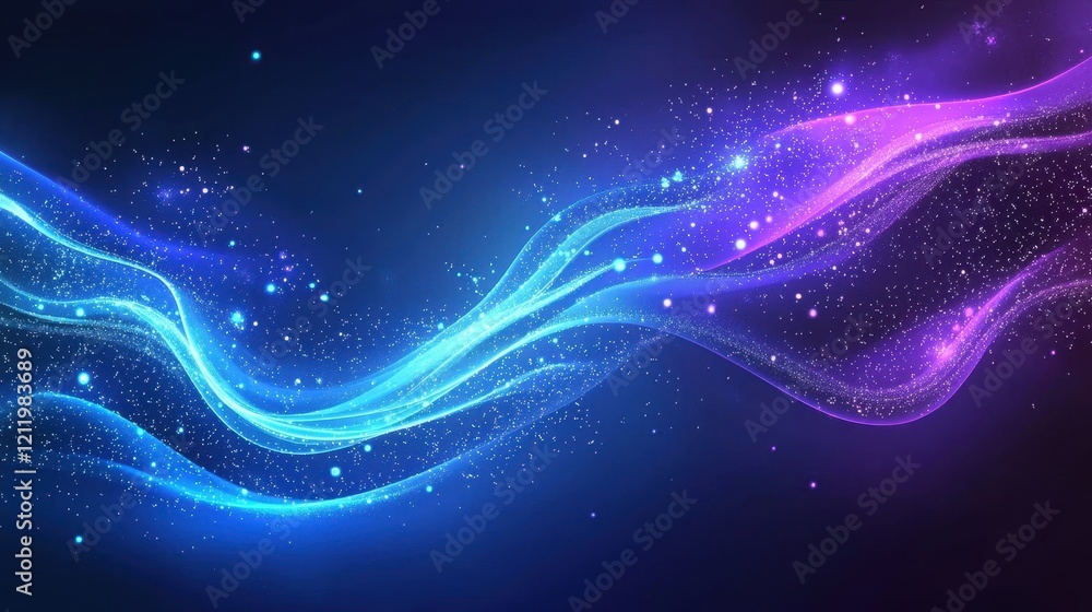 Fototapeta premium Abstract Wave Pattern with Vibrant Colors and Sparkling Effects, Perfect for Backgrounds, Digital Art, and Creative Projects in Various Design Applications