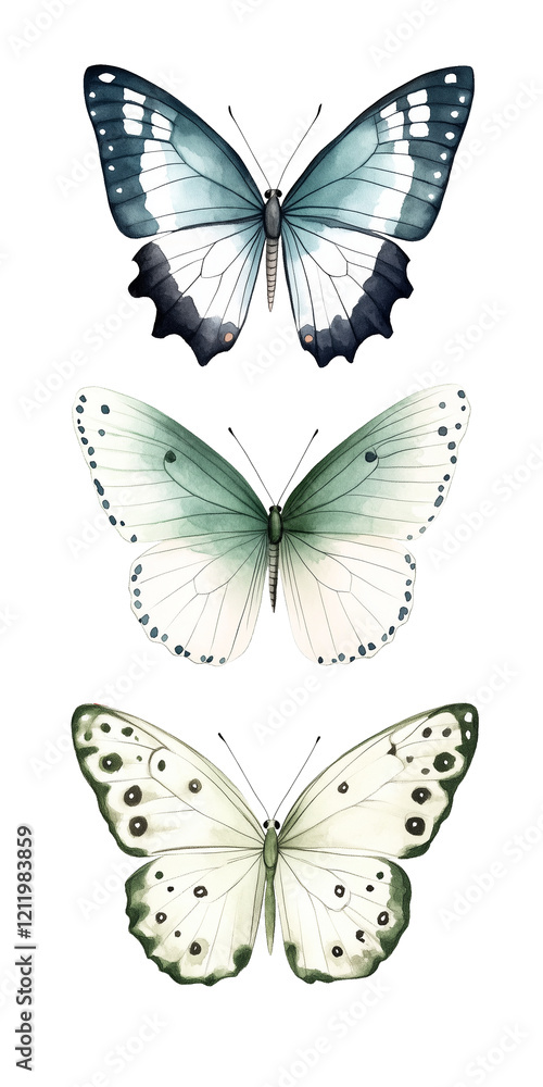 Three butterflies Isolated on Transparent Background Three butterflies Isolated on Transparent Background