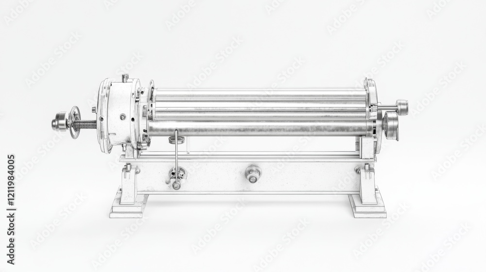 Industrial three-roller bending machine isolated on white background. Industrial three-roller bending machine isolated on white background.