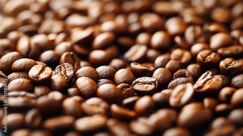 Aromatic Roasted Coffee Beans Close Up Texture and Detail of Dark Brown Coffee Beans