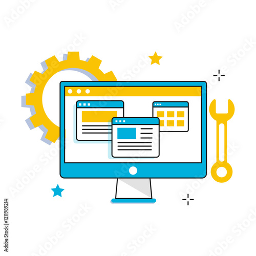 Web Maintenance Icon Representing Website Development, Interface Design, and System Upkeep