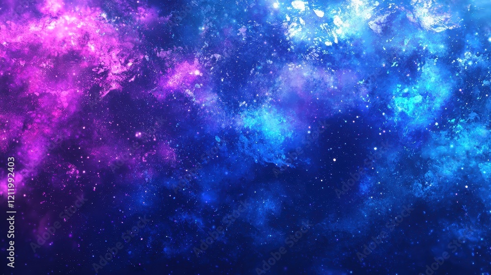 Obraz premium Colorful Cosmic Background with Stunning Shades of Pink, Blue, and Purple, Featuring Twinkling Stars and Beautiful Nebula Elements in a Vast Universe