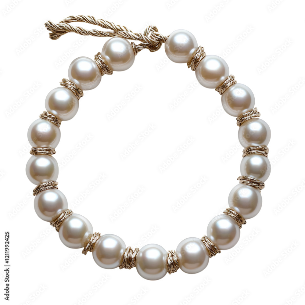 Obraz premium Elegant Pearl Bracelet on Display Isolated on transparent background