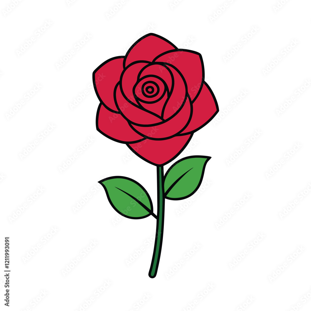 Single Red Rose Illustration Single Red Rose Illustration