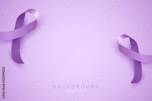 World cancer day gradient purple color background with awareness ribbons decoration border design and copy space 
