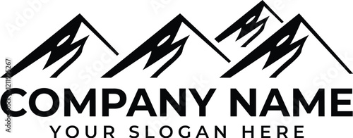 Mountain Landscape Silhouette for Outdoor Travel adventure Vintage logo design