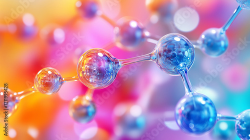 Close-up of the bonding peptides or molecules on vibrant gradient background