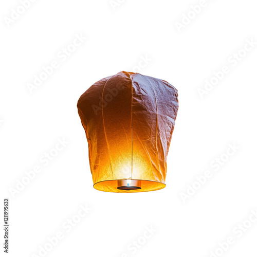 Illuminated Sky Lantern at Night