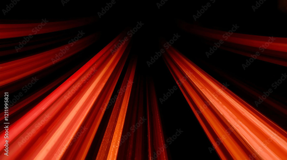Abstract blurred background with colorful stripes of light on dark orange and black, horizontal lines with gradient effect, glowing and flowing in motion Abstract blurred background with colorful stripes of light on dark orange and black, horizontal lines with gradient effect, glowing and flowing in motion