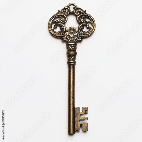 Wallpaper Mural Vintage skeleton key with ornate floral handle isolated on a clean background showcasing antique elegance and intricate design Torontodigital.ca
