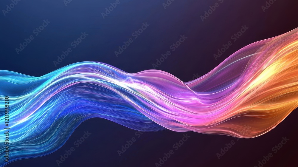 Abstract flowing wave background with vibrant colors in blue, pink, and orange creating a modern and dynamic visual effect for digital designs and presentations.