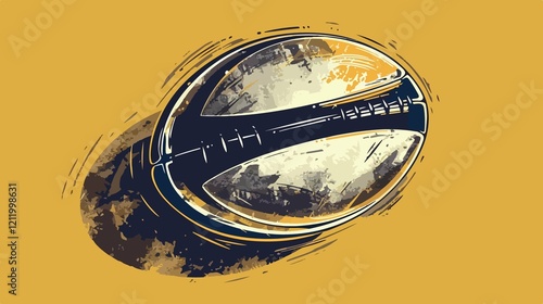 Detailed Hand Drawing Rugby Ball Design Vector Illustration