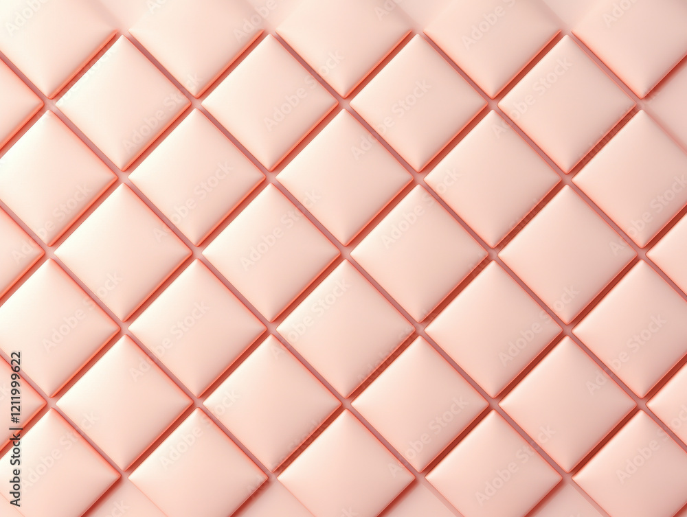 Fototapeta premium Soft pink diamond pattern background with 3D quilted texture