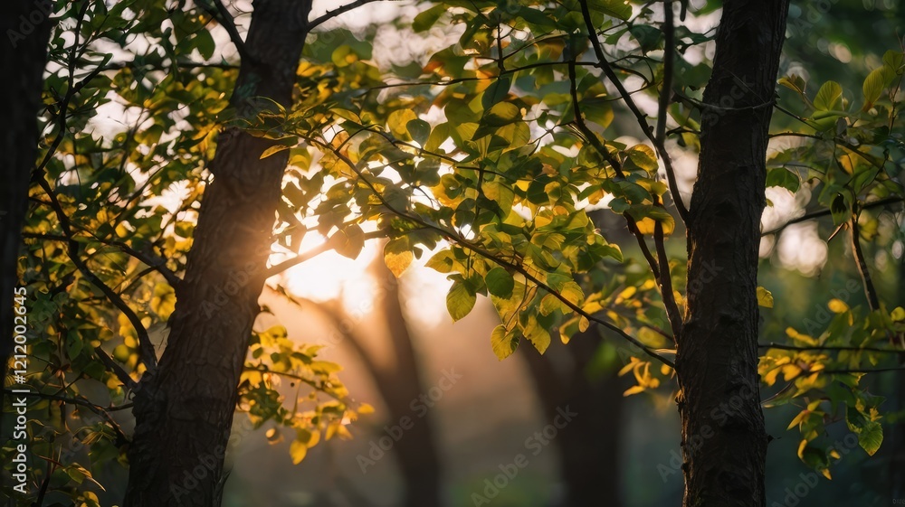 Fototapeta premium sun in the forest generative ai