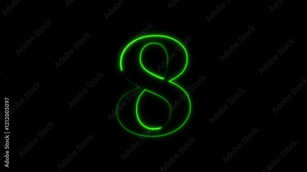 Abstract Glowing neon number 8. Educational mathematics 8 animation on black background. 4k motion graphics animation. Abstract Glowing neon number 8. Educational mathematics 8 animation on black background. 4k motion graphics animation.