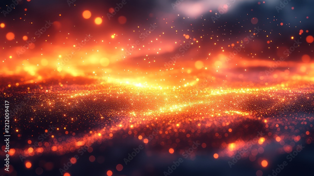 Fiery Abstract Landscape: A Digital Painting of a Glowing Ember Sea Fiery Abstract Landscape: A Digital Painting of a Glowing Ember Sea