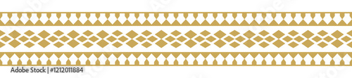 Gold ethnic border ornament. Geometric ethnic oriental seamless pattern. Stripe vector illustration. Native American Mexican African Indian tribal. Design border, textile, fabric, clothing, carpet.