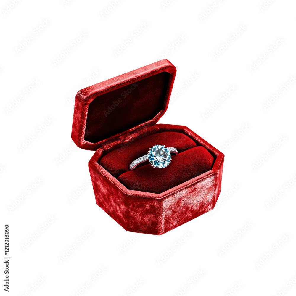 Sparkling Blue Diamond Engagement Ring in Red Velvet Box Sparkling Blue Diamond Engagement Ring in Red Velvet Box