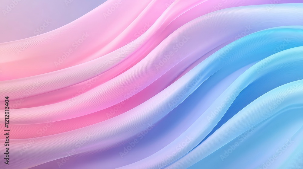 Fototapeta premium Soft Pastel Waves of Colorful Fabric Flowing in Different Shades of Pink and Blue Creating a Dreamy Background for Artistic Designs and Creative Projects