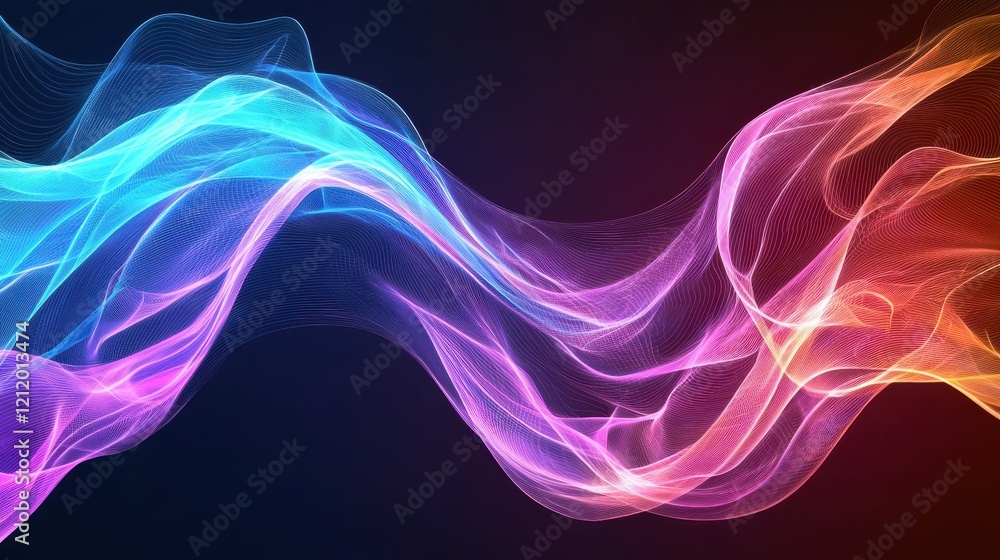 Fototapeta premium Abstract Wave Pattern with Vibrant Colors and Smooth Flowing Design for Use in Digital Media, Backgrounds, or Visual Presentations