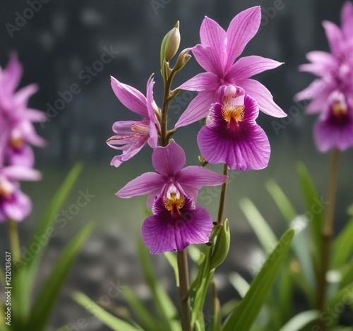 Close-up of vibrant purple orchid marsh helleborine in bloom, close-up, vibrant, summer, wildlife, orchid photo