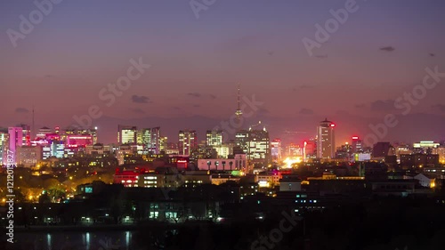 Wallpaper Mural BEIJING, CHINA - JANUARY 11, 2025: Vibrant skyline view of Beijing with illuminated buildings and bustling streets showcasing the citys nightlife Torontodigital.ca