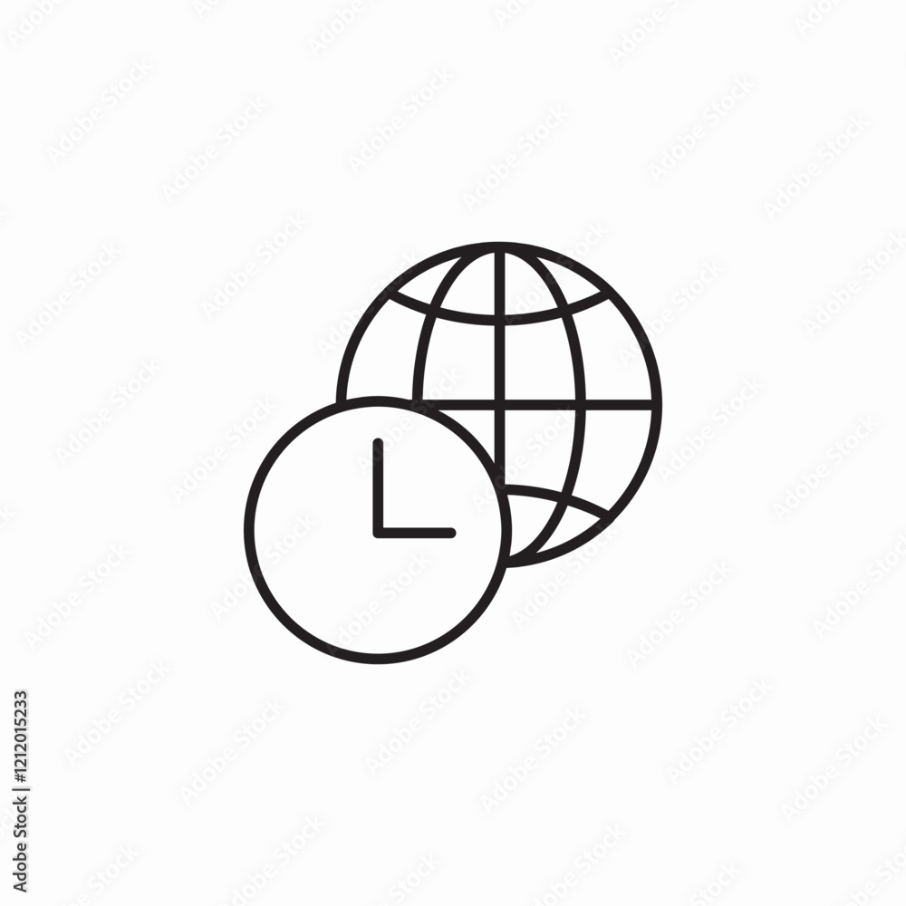 Global time world clock icon vector sign Global time world clock icon vector sign