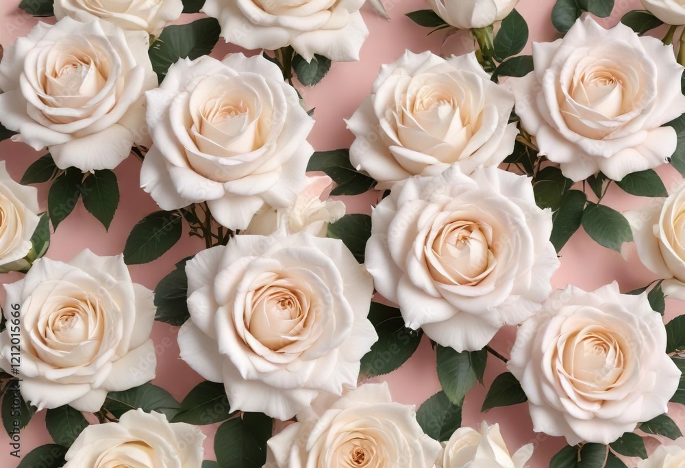 Seamless pattern of white roses on a light pink background for a minimalist look, backdrop, serene, simple Seamless pattern of white roses on a light pink background for a minimalist look, backdrop, serene, simple