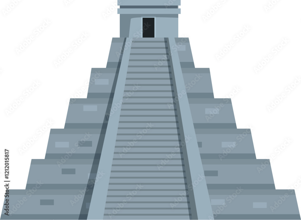 Ancient mayan pyramid standing tall against a clear sky, showcasing its impressive stone steps and intricate architectural details Ancient mayan pyramid standing tall against a clear sky, showcasing its impressive stone steps and intricate architectural details