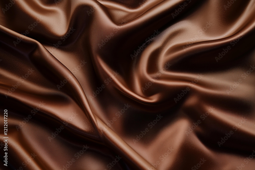 a close-up photo of flowing silk fabric in a rich mocha brown tone, with soft folds and a smooth texture, illuminated by gentle light, concept of luxury textile, elegant material, premium fashion a close-up photo of flowing silk fabric in a rich mocha brown tone, with soft folds and a smooth texture, illuminated by gentle light, concept of luxury textile, elegant material, premium fashion
