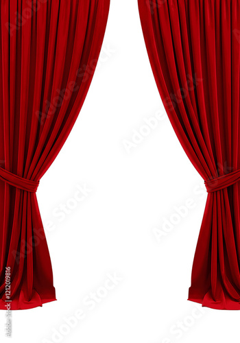 red velvet curtain on isolated background, png