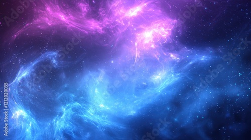 Stunning Cosmic Nebula with Vibrant Colors in Deep Space, Featuring Swirling Clouds of Pink, Purple, and Blue Amidst a Starry Sky, Captivating Digital Artwork for Astrophysics Enthusiasts