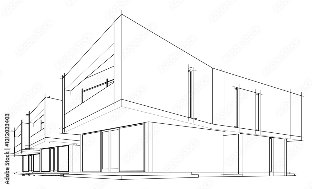 House building sketch architectural 3d illustration House building sketch architectural 3d illustration