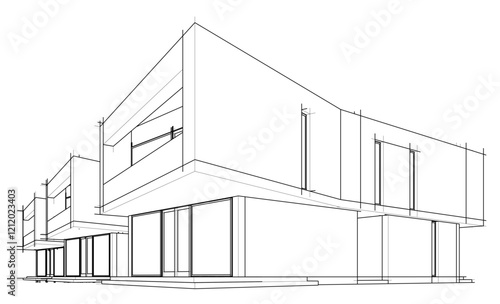 House building sketch architectural 3d illustration