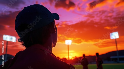 Sunset practice session for young athletes sports field photography outdoor perspective team spirit