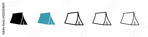 Tent vector icons pack in black and blue colors