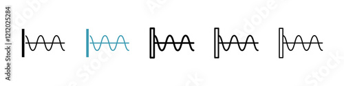 Wave sine vector icons pack in black and blue colors