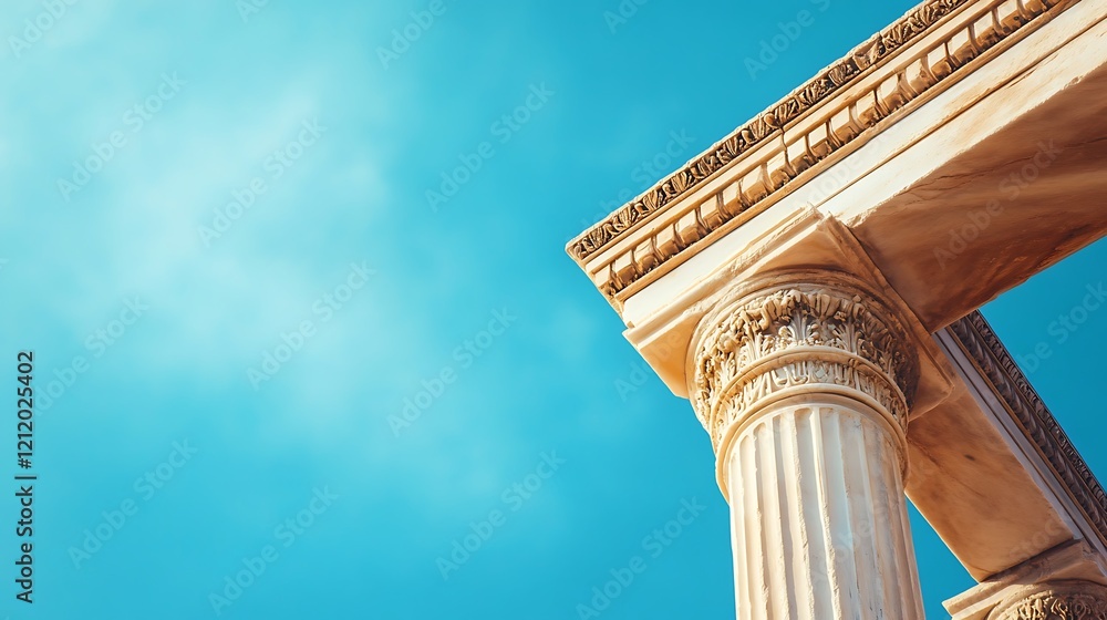 An isolated Greek column is featured on a background with a clean cut. An isolated Greek column is featured on a background with a clean cut.