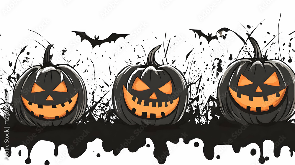Spooky jack-o'-lanterns Halloween banner Spooky jack-o'-lanterns Halloween banner