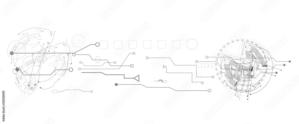 Abstract Technology Background with Gears and Circuit Elements Abstract Technology Background with Gears and Circuit Elements