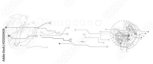 Abstract graphic design depicting a network of interconnected 